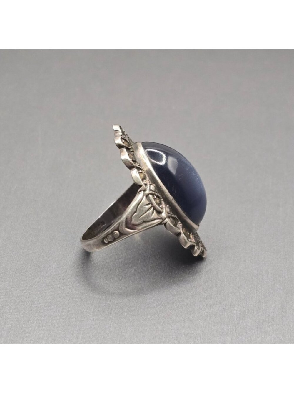 Vintage Uncas Sterling Silver Marcasite Faux Alexandrite Ring Size 6 USA - Picture 4 of 14